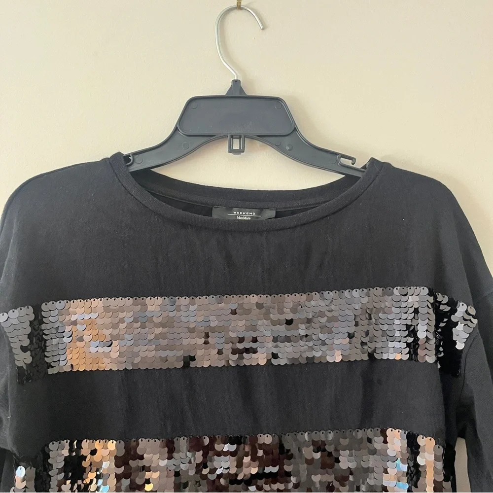 MaxMara Black Sequin Blouse with 3/4 Sleeves - Picture 2 of 9